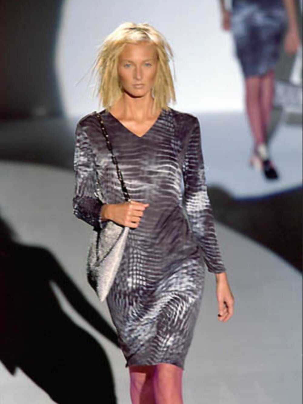 Gucci 2000 spring/sum by Tom Ford grey abstract dress (runway, marble, vintage)